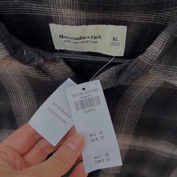 Abercrombie & Fitch Soft A&F Collection Plaid Flannel Button Down Shirt NWT XL - Picture 3 of 13